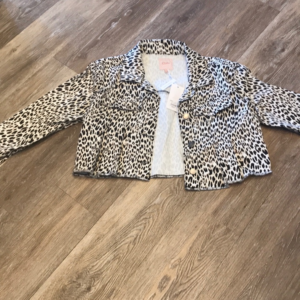 Candies - cropped leopard jeans jacket
